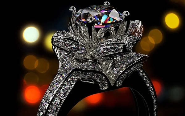 Anel de noivado com diamante — Fotografia de Stock