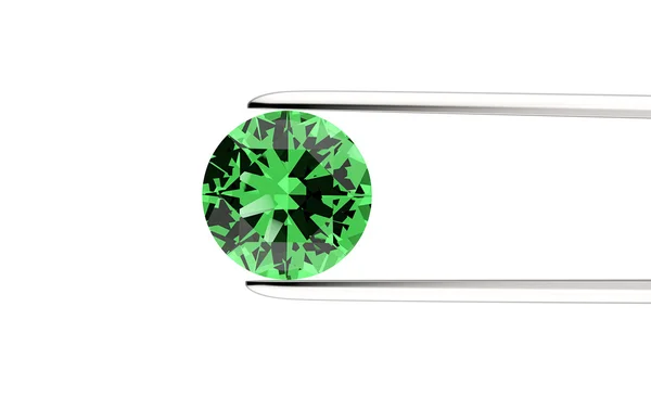 Round shape gemstone in the tweezers — Stock Photo, Image