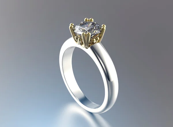 Золотое кольцо с бриллиантом. Ювелирный фон — стоковое фото