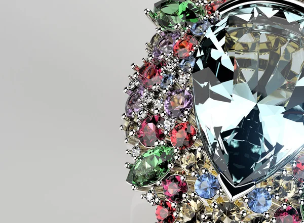 Guldring med diamant. Smycken bakgrund — Stockfoto