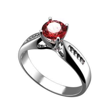 Garnet elmas gümüş yüzük.