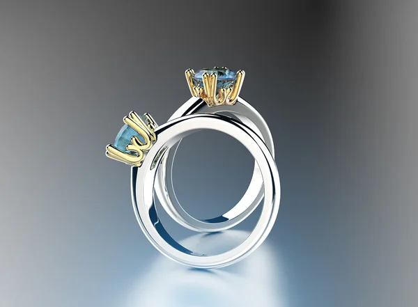 Gouden Ring met diamant. Sieraden achtergrond — Stockfoto