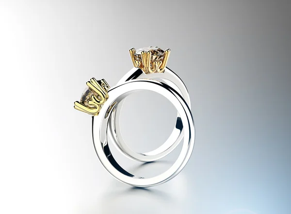ダイヤモンドの金の指輪。宝石の背景 — ストック写真