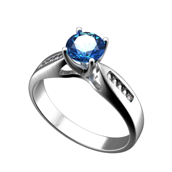 Anello in argento con diamante . — Foto Stock