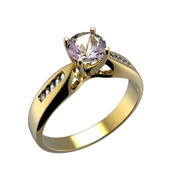 Goldener Ring mit Diamant. — Stockfoto