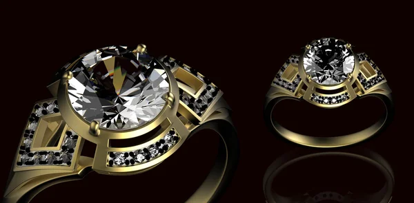 다이아몬드와 금 결혼 반지입니다. 휴일 기호 — 스톡 사진