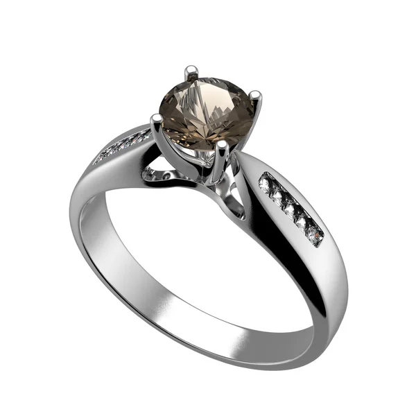 Anello in argento con diamante . — Foto Stock