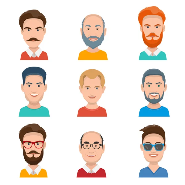 Conjunto de diferentes caras masculinas — Archivo Imágenes Vectoriales