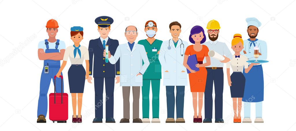 Group of people of different professions.  Labor Day. Flat vector illustration 