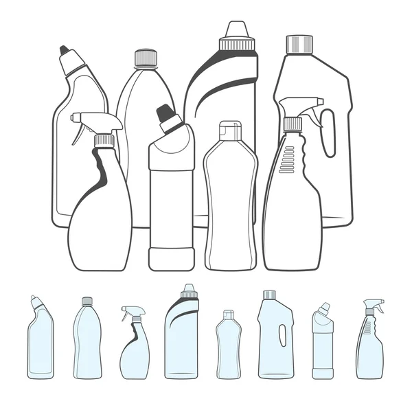 Botellas de productos de limpieza — Vector de stock