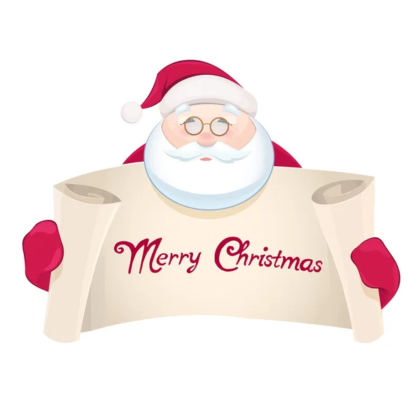 Père Noël avec bannière de salutations — Image vectorielle