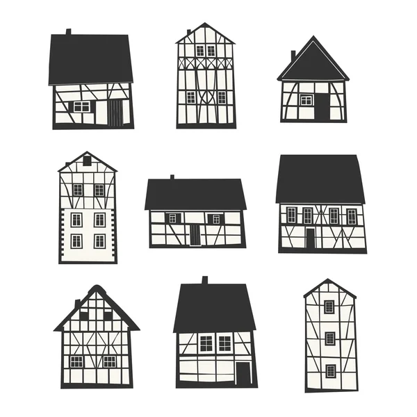 半砖木结构的房子 — 图库矢量图片