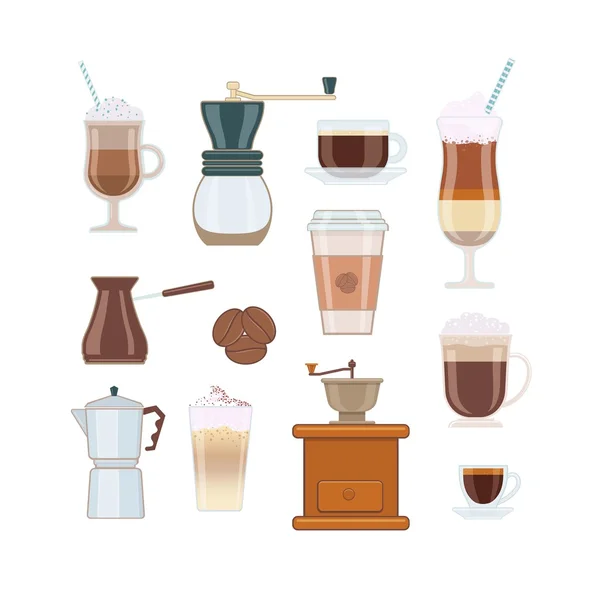 Zestaw kawa i akcesoria do kawy — Wektor stockowy