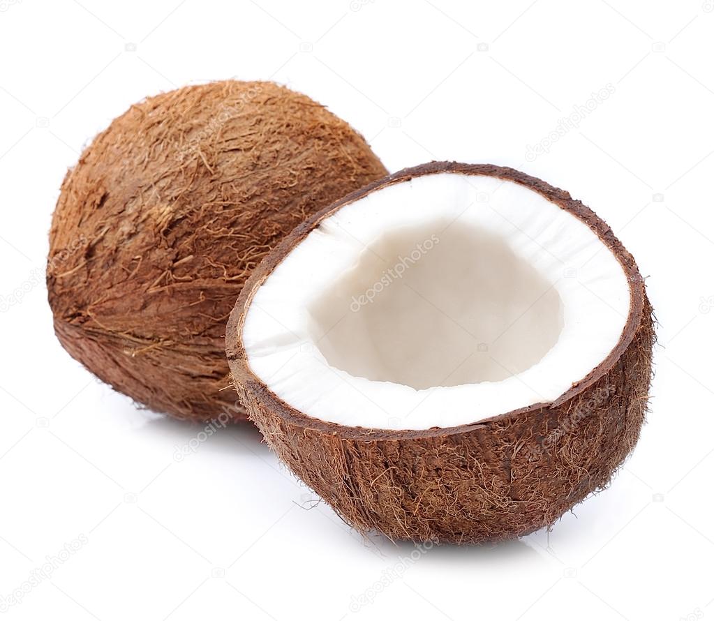 Coconuts isolated close up