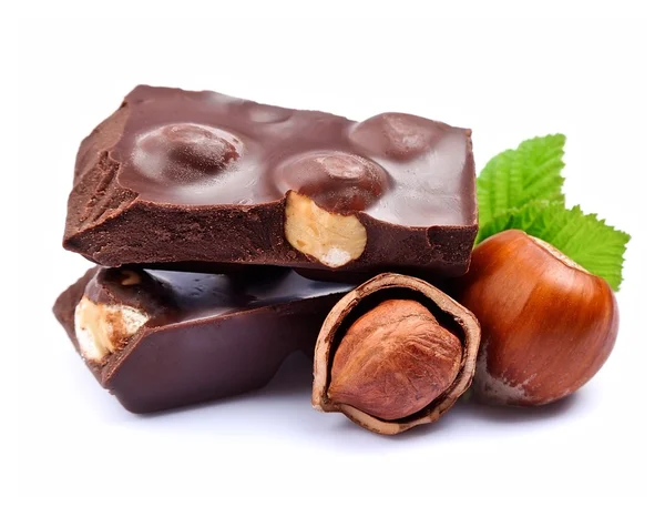 Chocolate with hazelnuts — Stock Photo, Image