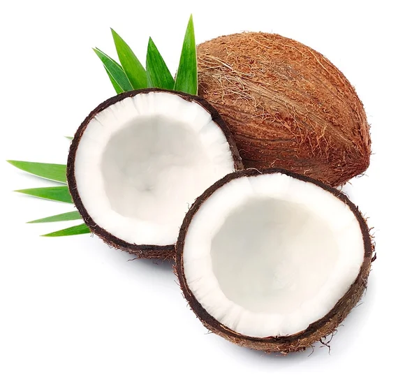 Noci di cocco con congedo — Foto Stock