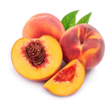 Beyaz arkaplanda şeftali 