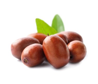 Beyaz arka planda meyveler. Jojoba.