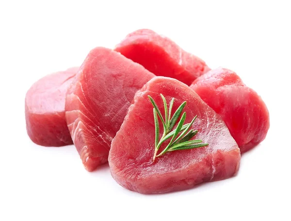 Steak Tuna Fish Isolated White Backgrounds — Stock Photo, Image