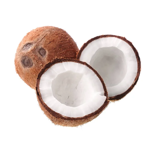 Dos Trozos Coco Aislados Sobre Fondos Blancos — Foto de Stock