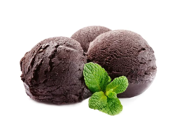 Beyaz Arka Planda Naneli Çikolatalı Dondurma — Stok fotoğraf