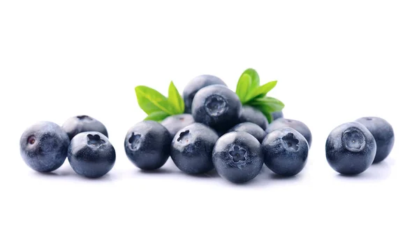 Blueberries Leaves White Backgrounds Healthy Food Ingredient — Stock Photo, Image