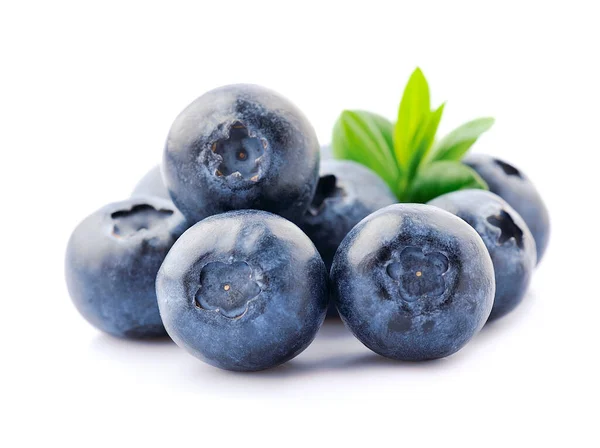 Blueberries Berry Leaves Macro White Backgrounds — Stock Photo, Image