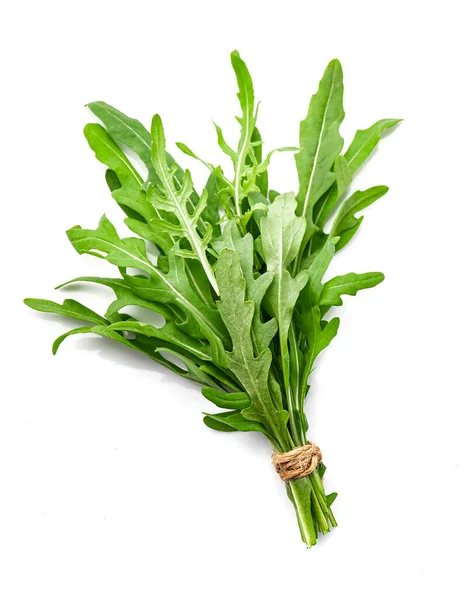 Arugula Salade Witte Achtergrond — Stockfoto