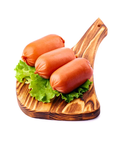 Homemade Sausage Board White Backgrounds — 图库照片