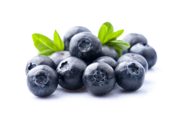 Ripe Blueberries Leaves White Backgrounds — Stock Photo, Image