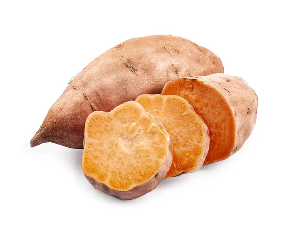 Zoete Aardappel Witte Achtergrond Batat — Stockfoto