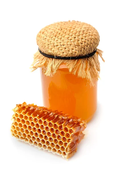 Honeycomb  and honey close up on a white background — Stock Photo, Image