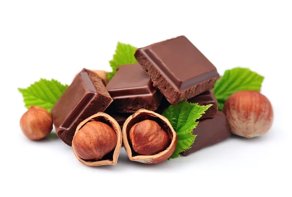 Cioccolato con noci primo piano — Foto Stock