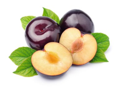 Yapraklı olgun erikler 