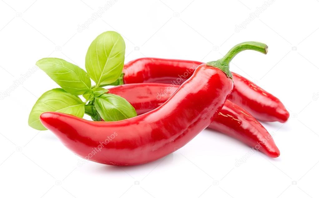 Chili pepper with basil herbs 