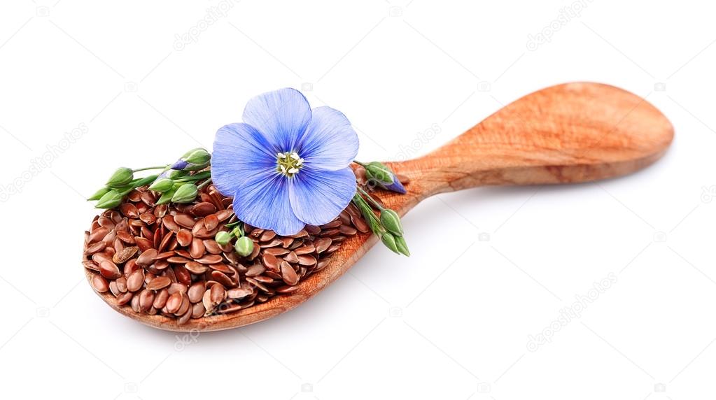 Flax seeds with flowers .