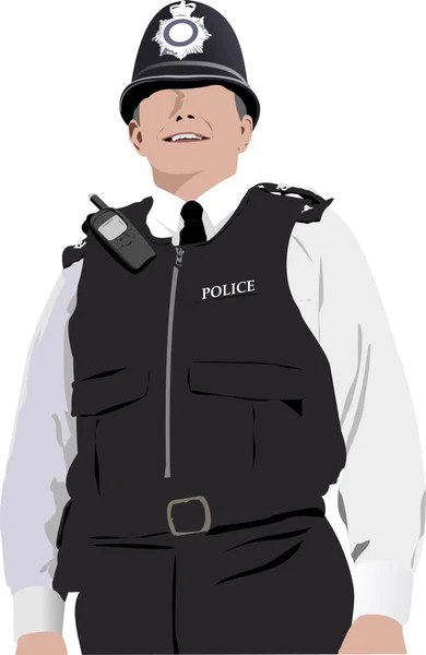 Londoner Polizist Mit Walkie Talkie Radio Vektor Illustration — Stockvektor