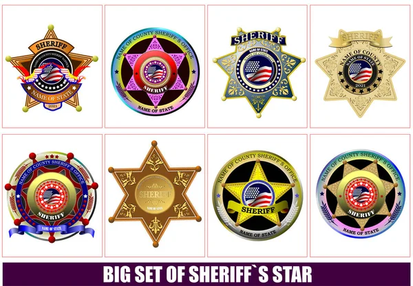Distintivo Xerife Num Fundo Branco Ilustração Vetorial —  Vetores de Stock