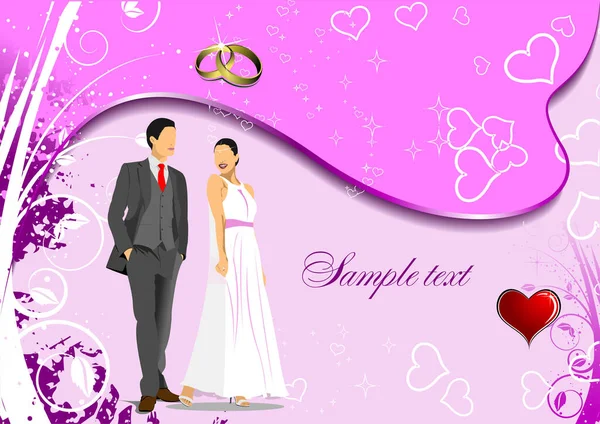 Bruiloft Valentijnsdag Wenskaart Vector Illustratie Uitnodigingskaart — Stockvector