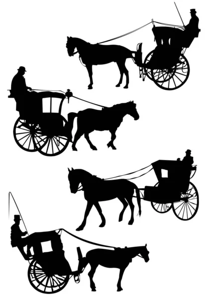 Silhouette Old London Horse Cab Driver Вектор — стоковый вектор