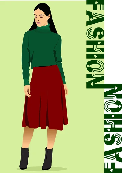 Mulher Moda Ilustração Vetorial — Vetor de Stock