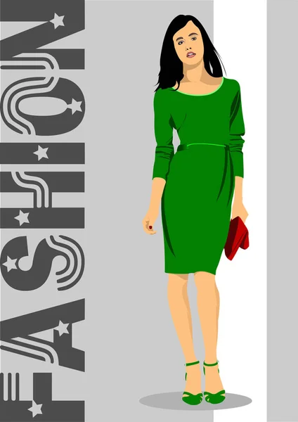 ファッションの女性 ベクトル3Dイラスト — ストックベクタ