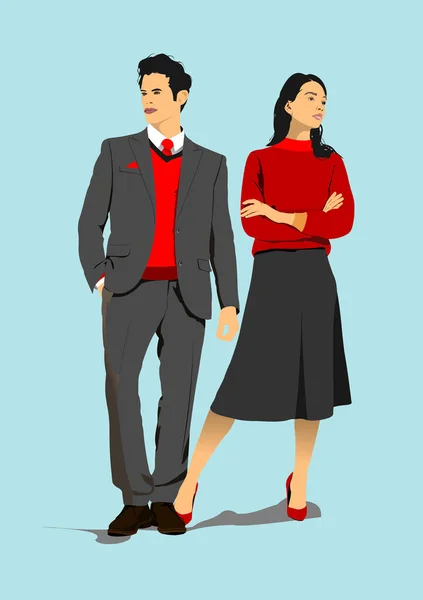 Couples Young Man Woman Vector Illustration — Stock Vector