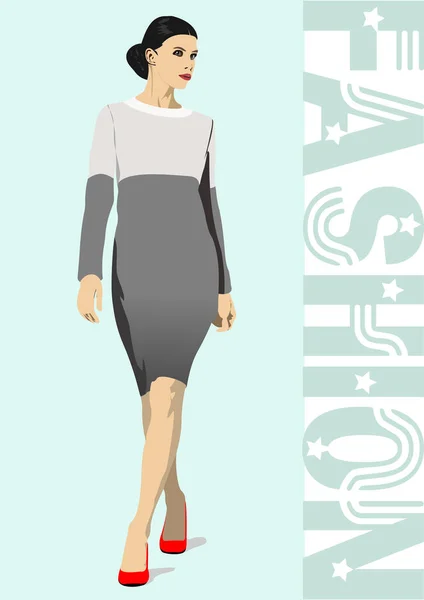 Silueta Mujer Moda Gris Ilustración Vectorial — Archivo Imágenes Vectoriales