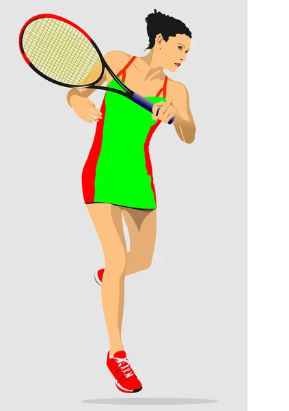 Mujer Mano Izquierda Jugadora Tenis Ilustración Vector Colores Para Diseñadores — Archivo Imágenes Vectoriales