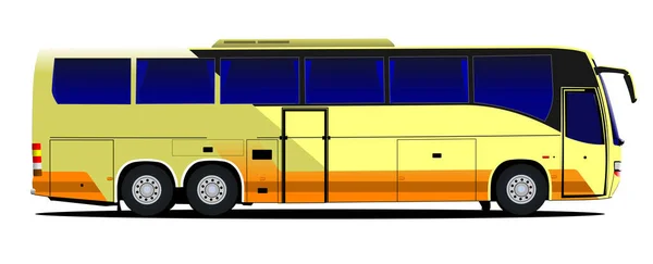 黄色の都市バス コーチ ベクトル3Dイラスト — ストックベクタ