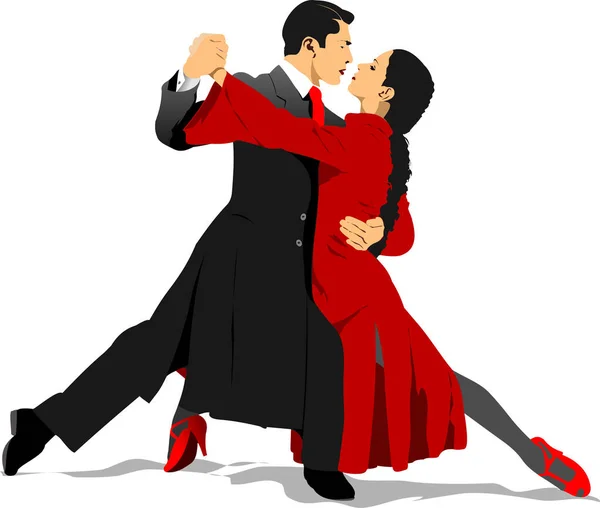 Couple Dancing Tango Vector Illustration — Stock Vector