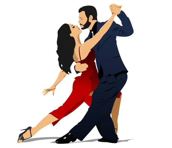 タンゴを踊るカップル 3Dベクトル図 — ストックベクタ