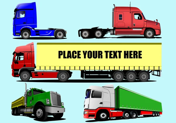 Set Trucks Road Vector Illustration — Stock Vector