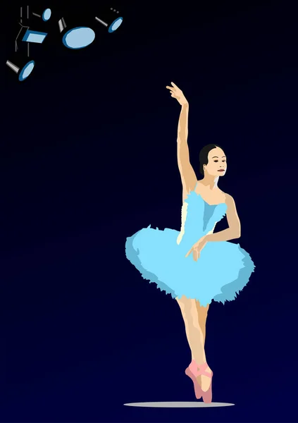 Bailarines Ballet Clásicos Vector Ilustración Coloreada — Archivo Imágenes Vectoriales